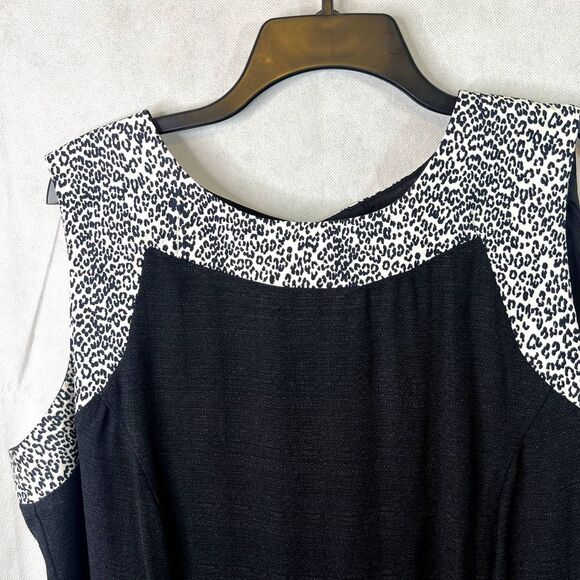 Dawn Joy II Leopard Trim Vintage Black Tank Blouse Size 18W - Picture 3 of 7